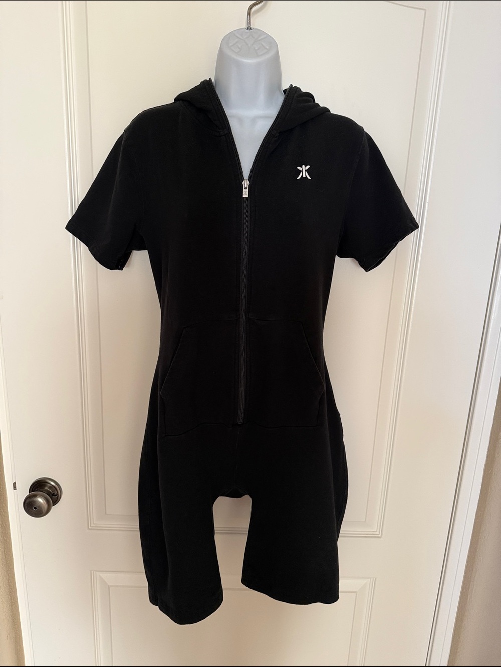 ONEPIECE Original Fitted Black Hooded Short-Sleeve Jumpsuit Romper M